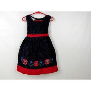 Vintage Girls Samara Corduroy Jumper Dress Brushed Corduroy Embroidered Size 5/6
